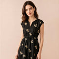 Xiangyunsha Embroidery Silk dress Silk long dress with a high-end feel, little black dress A Word Skirt Women's Summer Clothing